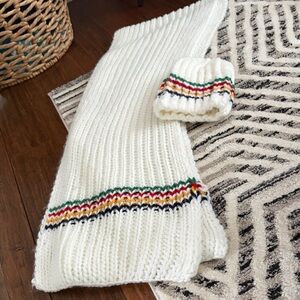 *RARE* STRIPES HBC White Knit Scarf and Beanie Set with Stripes